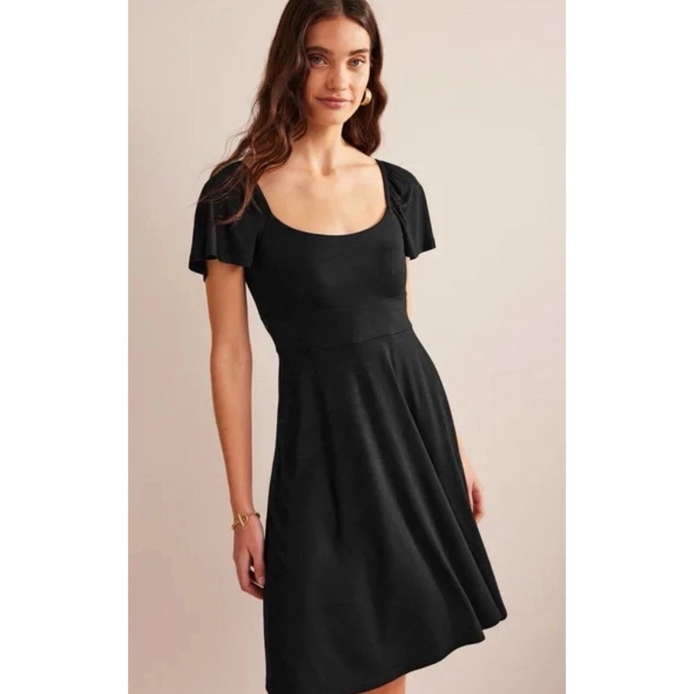 Boden‎ Square Neck Mini Jersey Dress In Black Women's Size US 6R